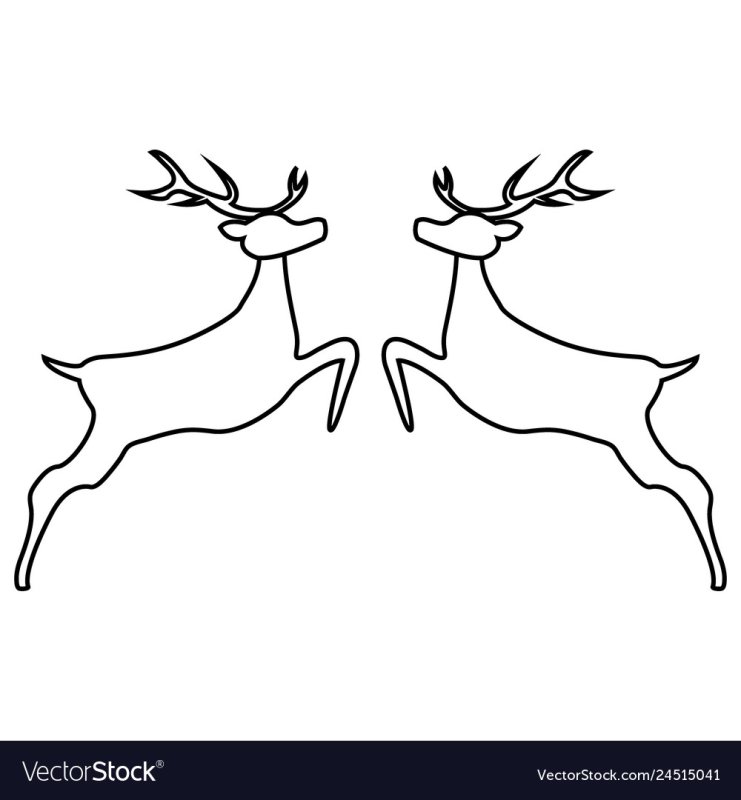 Олень в прыжке силуэт