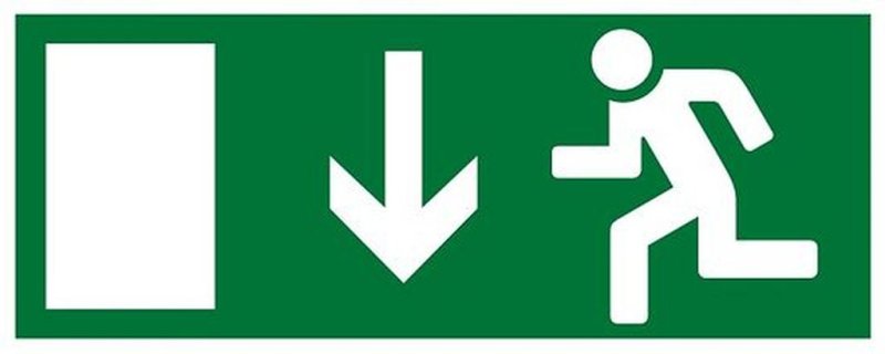 Знак е10 указатель двери эвакуационного выхода (левосторонний)