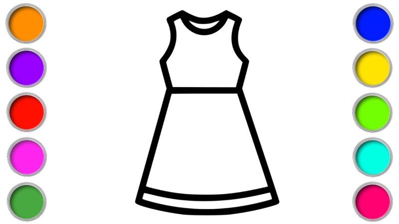 Платье раскраска для детей