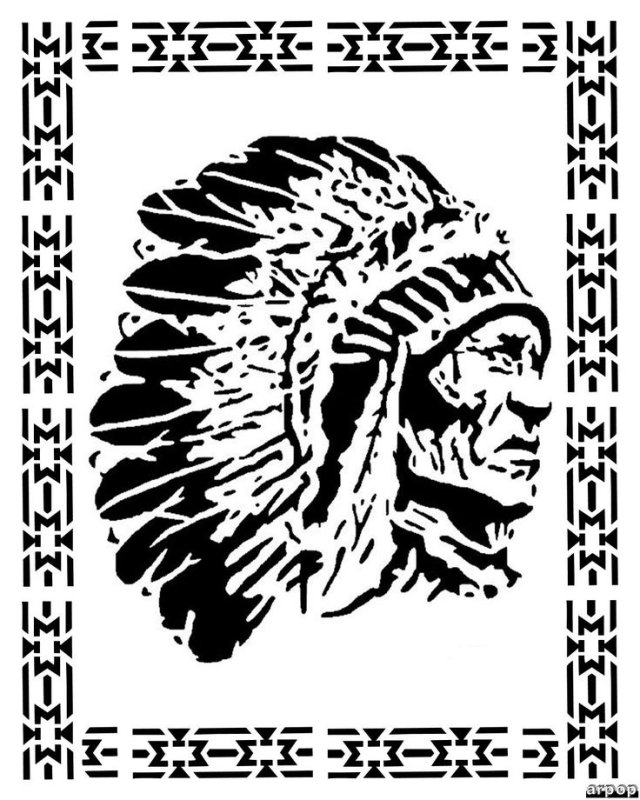 Трафарет индейца