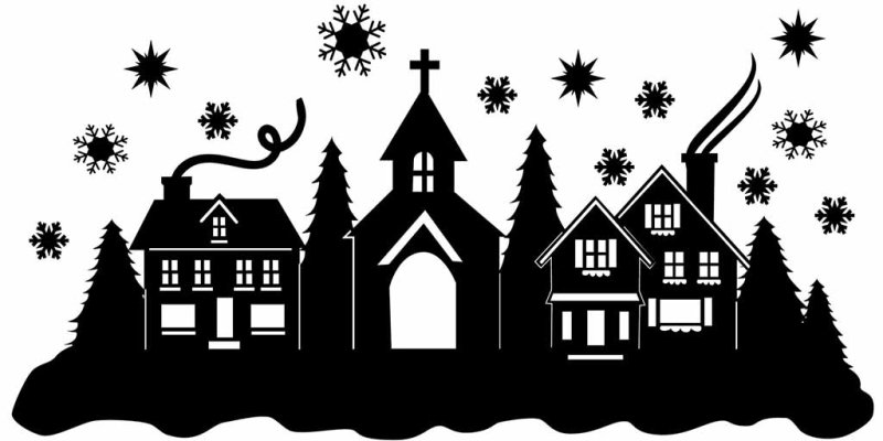 Силуэты домиков на окно