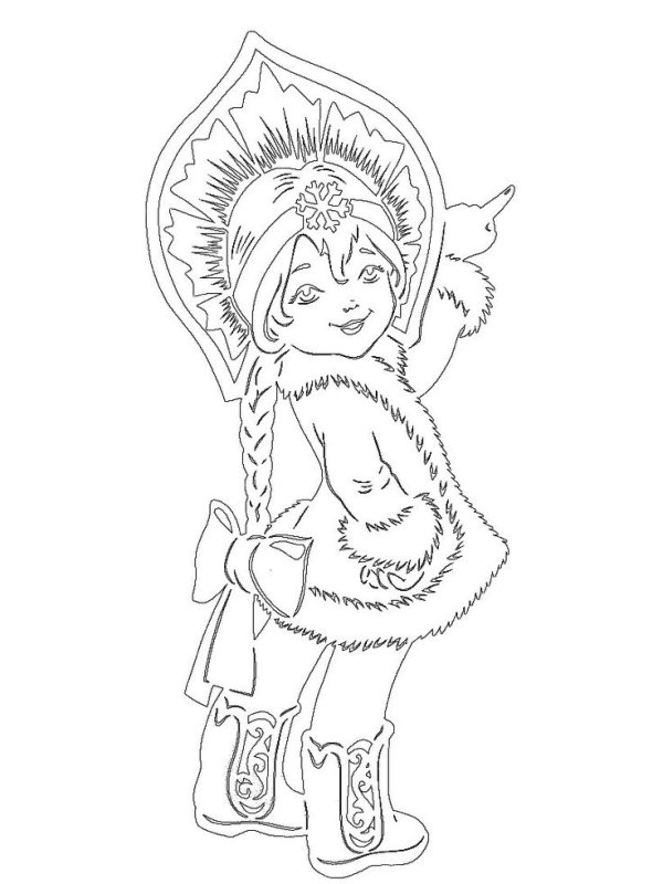 Снегурочка трафарет на окно