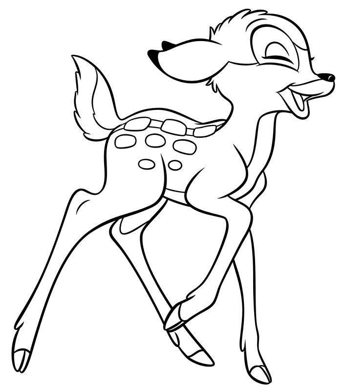 Оленёнок Бэмби раскраска для детей