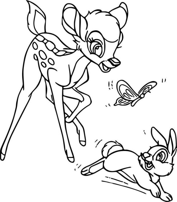 Олененок Бэмби рисунок карандашом