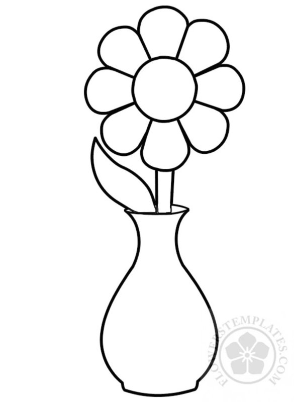Раскраска ваза с цветами для детей
