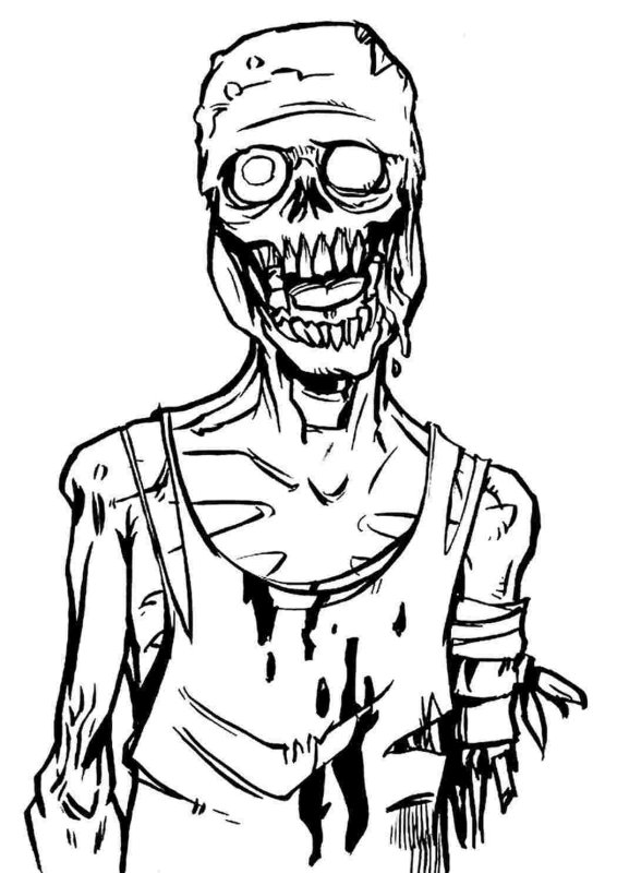Зомби рисунок карандашом