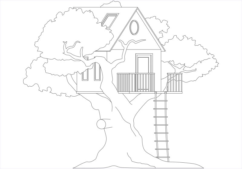Домик на дереве раскраска для детей