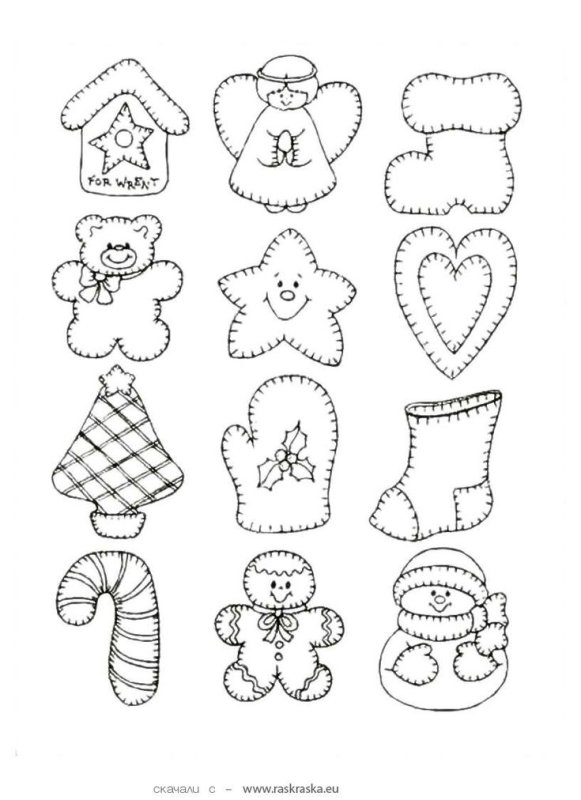 Новогодние игрушки из фетра выкройки