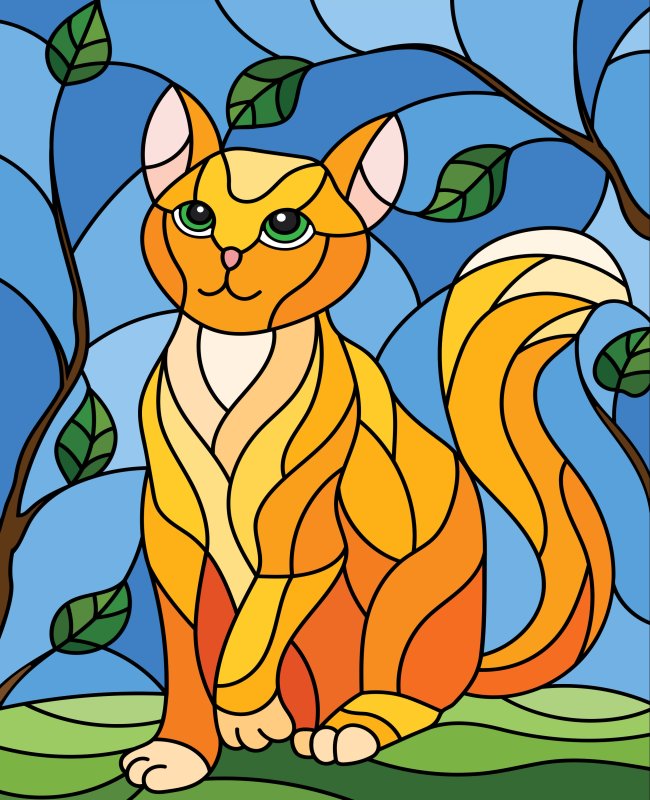 Кошечка витраж