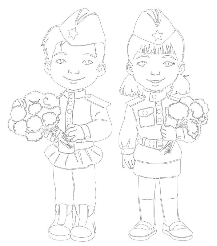 Вытынанки дети в военной форме