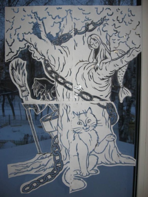 Трафареты на окна сказки Пушкина