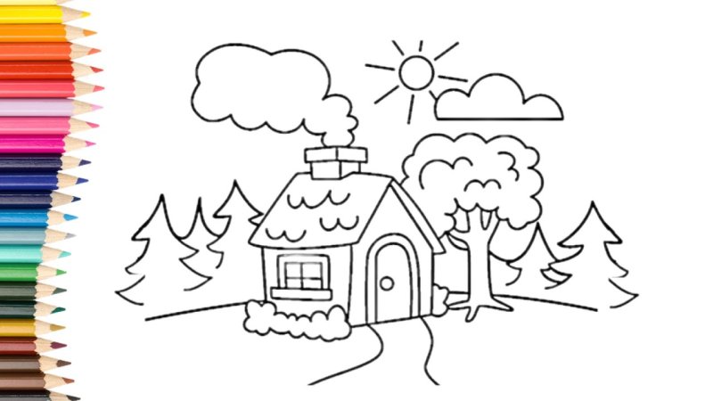 Раскраска. Домики