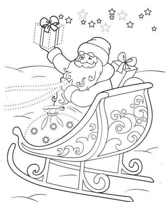 Дед Мороз раскраска для детей
