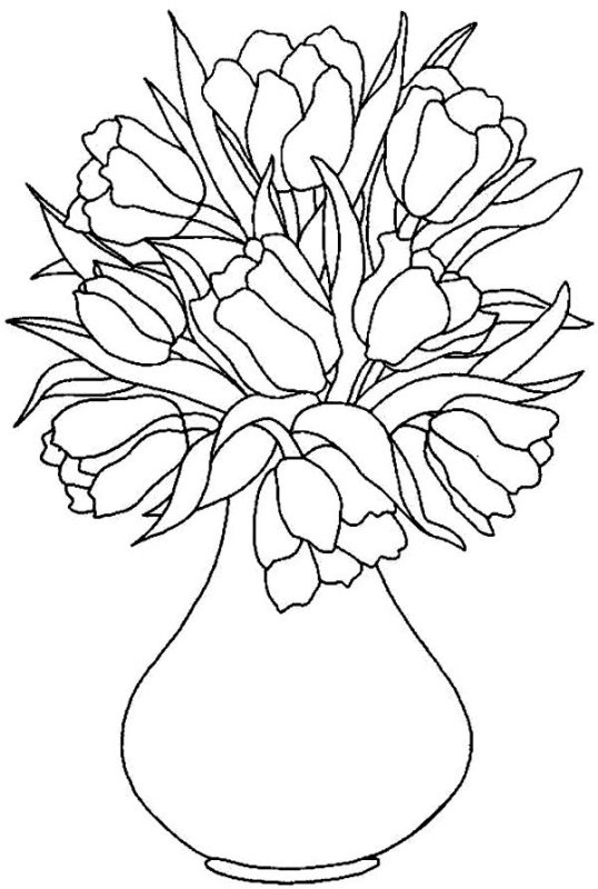 Цветы в вазе раскраска для детей