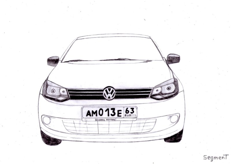 Фольксваген поло спереди с карандашом