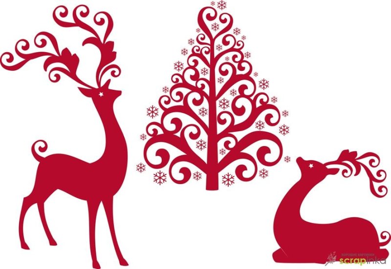 Олени трафарет на новый год цветные