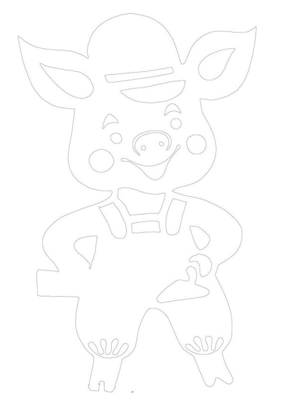 Трафарет свинки на окно