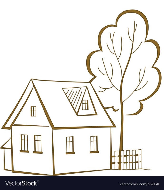 Домик с забором раскраска