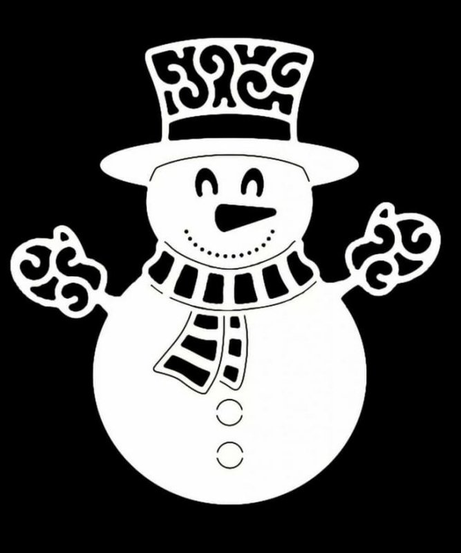 Снеговик трафарет