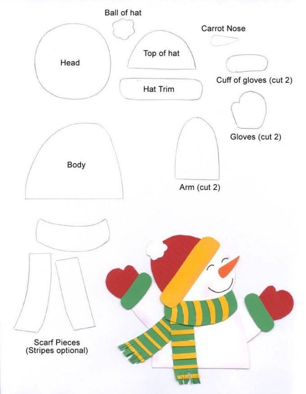 Игрушки из фетра Снеговик выкройка