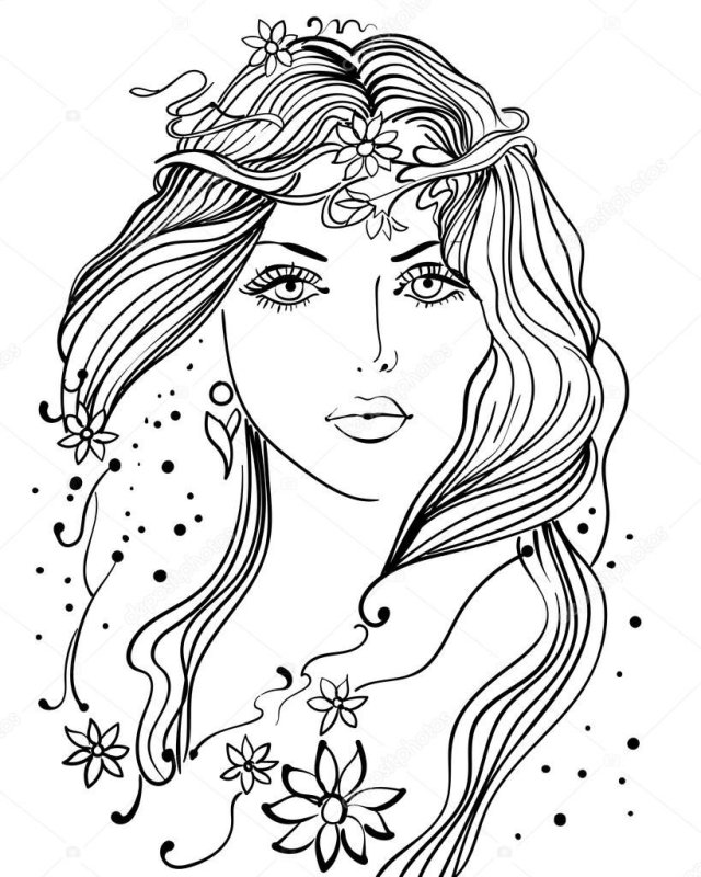 Раскраска девочка Весна
