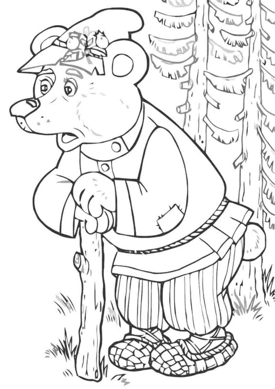 Медведь из сказки Теремок раскраска