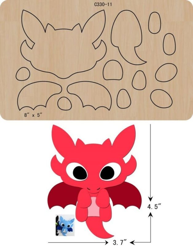 Дракончики из фетра выкройка