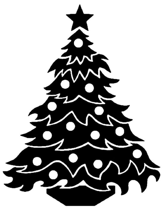 Трафарет елки для вырезания на окно