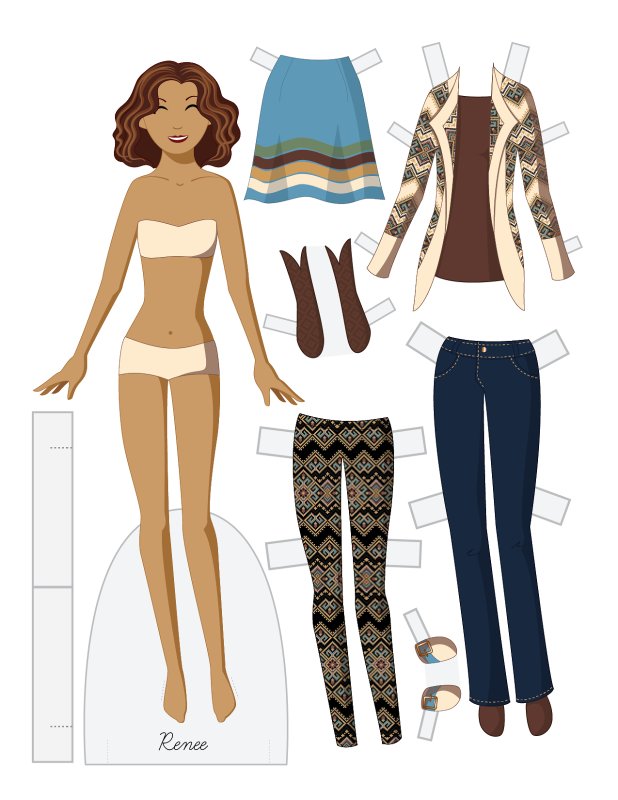 Кукла для одевания бумажная