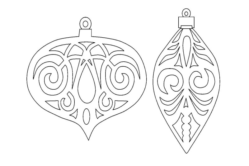 Трафарет елочной игрушки для вырезания