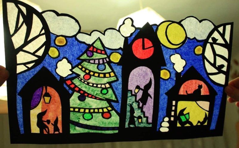 Витражи из цветной бумаги