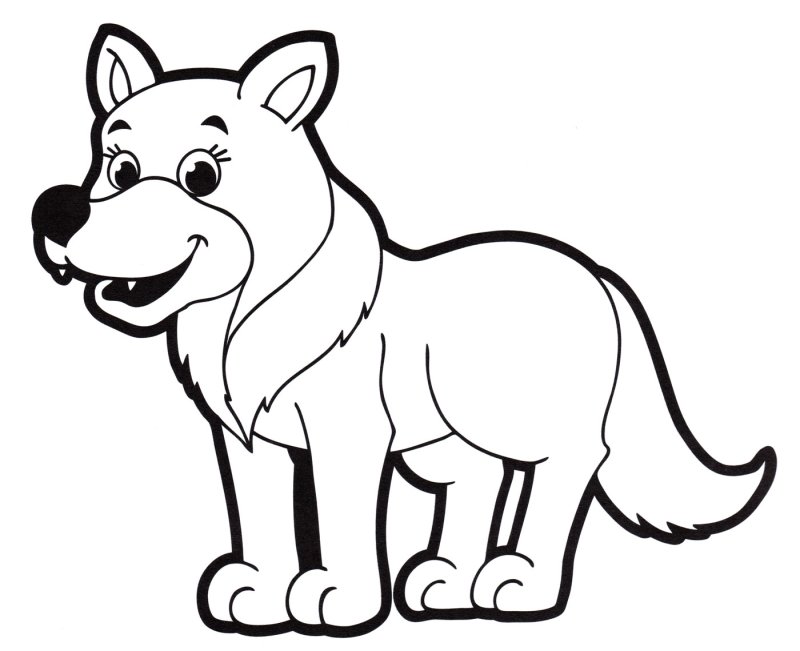 Волк картинка для детей раскраска