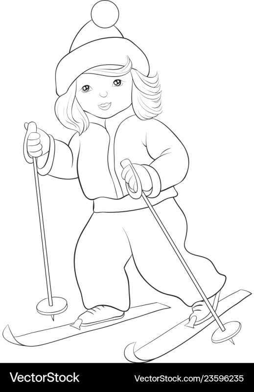 Лыжи раскраска для детей