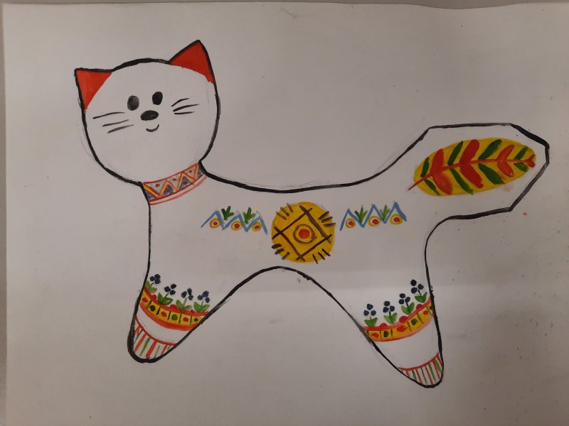 Роспись кота Филимоновская игрушка
