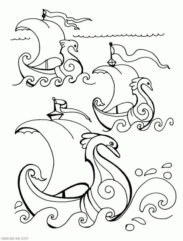 Раскраски по сказке Пушкина о царе Салтане