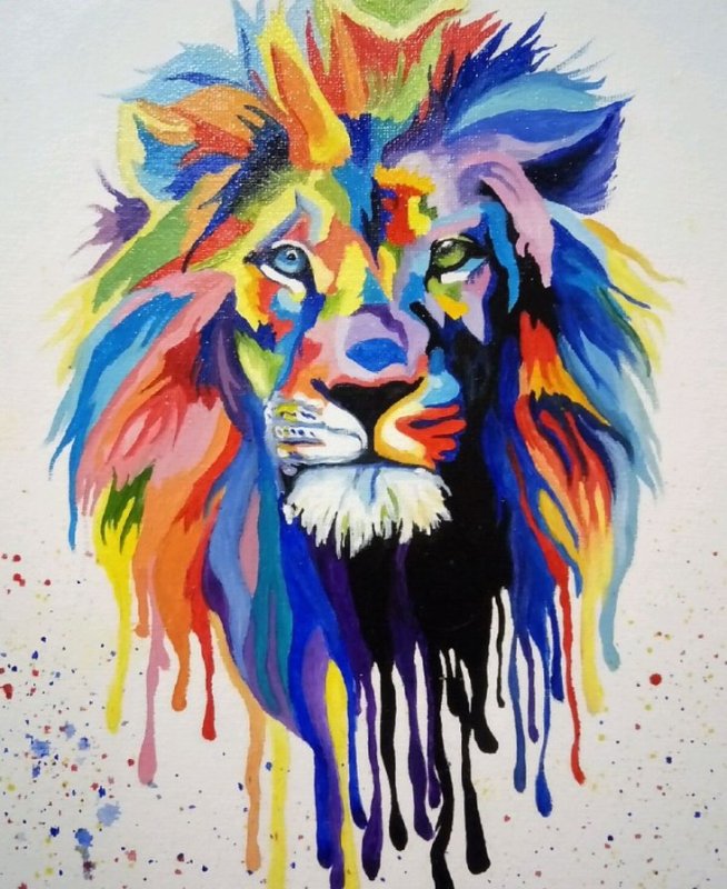 Тату Лев цветной