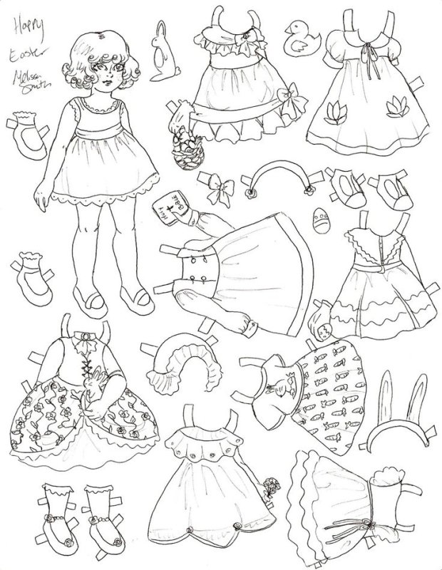 Кукла с одеждой для вырезания