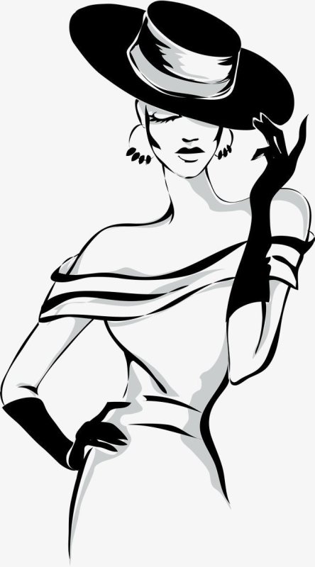 Дама в шляпе силуэт