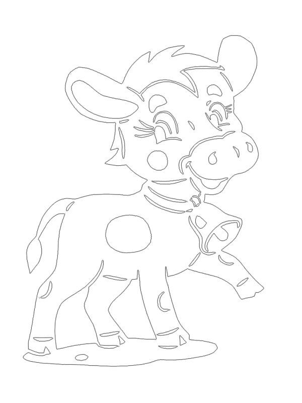 Трафарет бычка для вырезания из бумаги