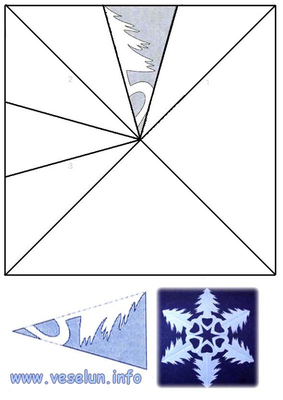 Снежинка схема для вырезания трафарет