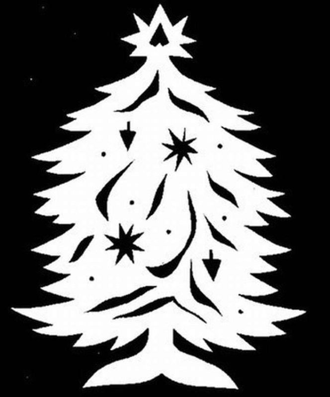 Новогодние трафареты на окна елка