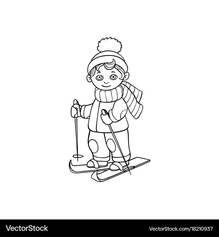 Лыжник раскраска для детей