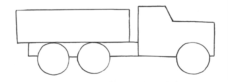 Раскраска грузовая машина без колес для детей