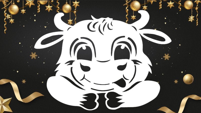 Трафарет на большое окно на новый год 2022