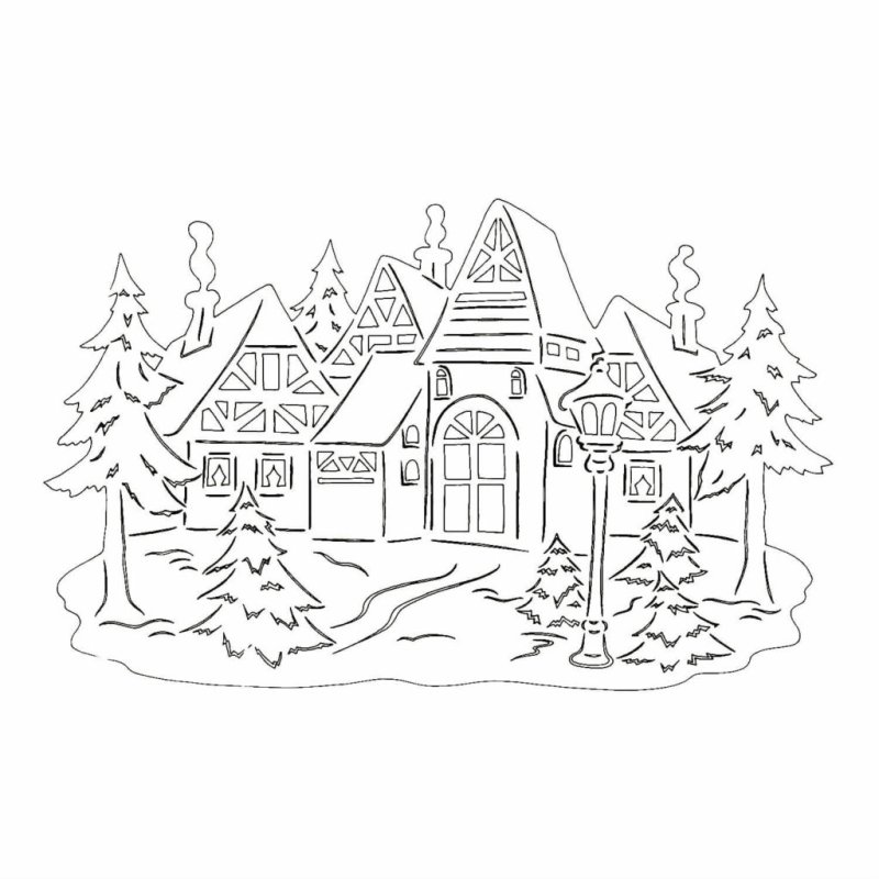 Новогодние пейзажи на окна