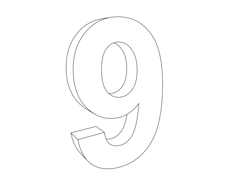 Цифра 9 для торта трафарет