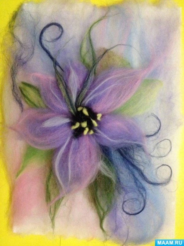 Картины из шерсти цветы