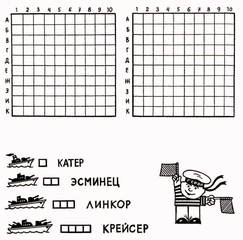 Морской бой сетка для игры
