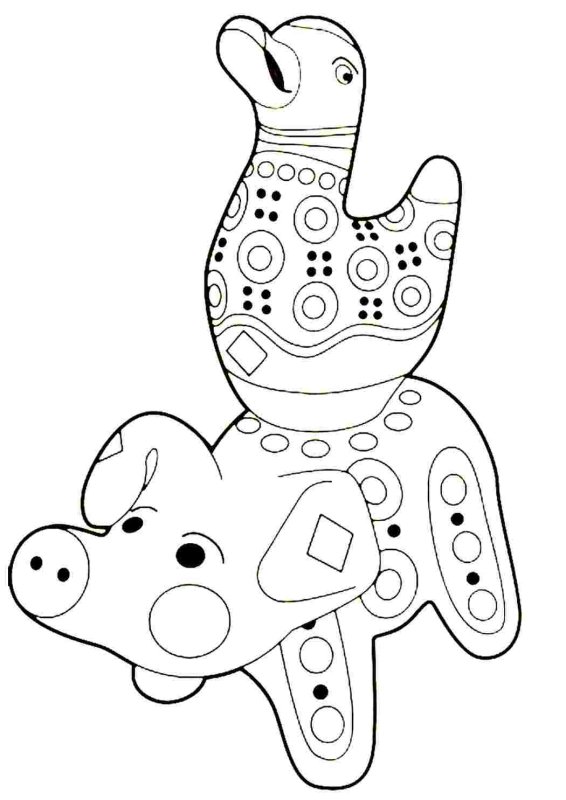 Дымковская игрушка раскраска для детей 4-5 лет