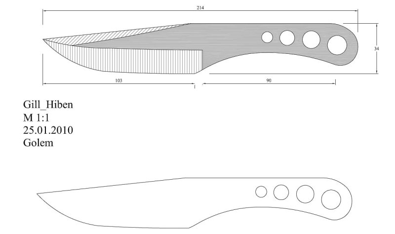 Метательный нож Овод чертеж